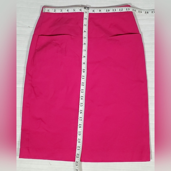 THEORY PINK A-LINE FRONT POCKET REAR ZIP PENCIL MIDI/MAXI SKIRT WOMENS 2 - Picture 6 of 6